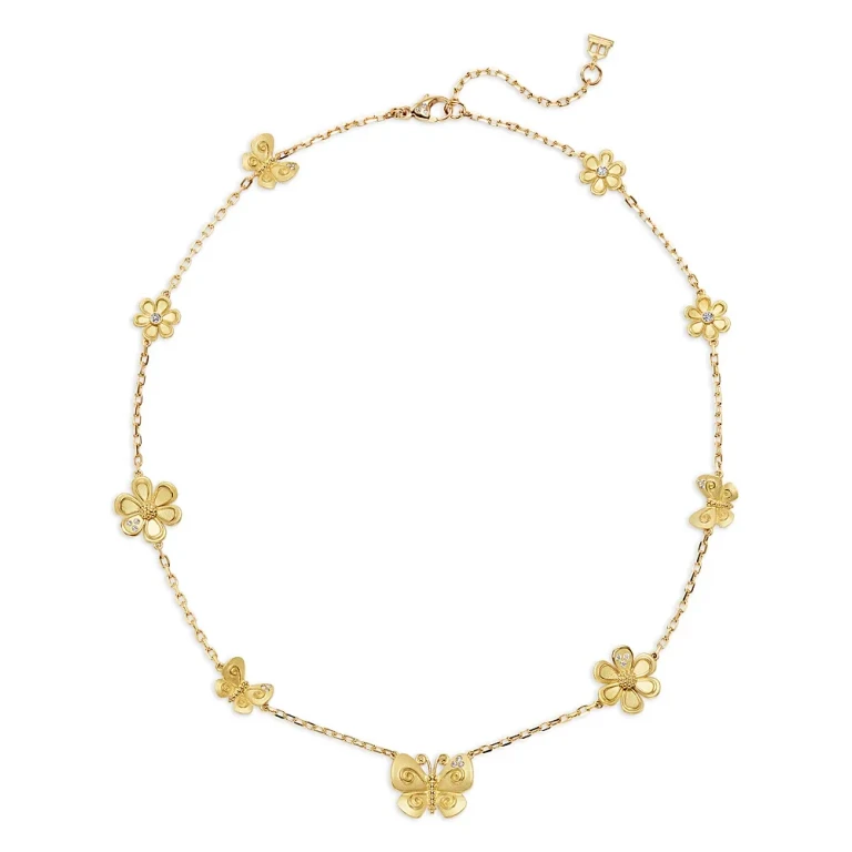 Temple St. Clair 18K Yellow Gold Fj Diamond Butterfly & Flower Collar Necklace, 16-18