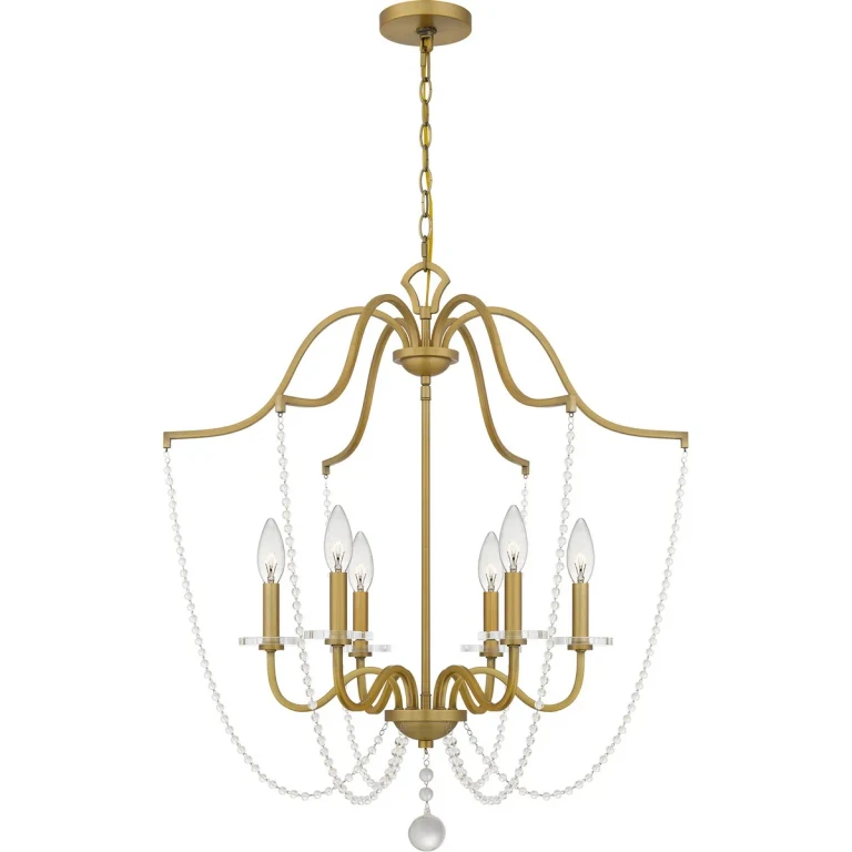 Aged Brass Six Light Chandelier from the Sunday Collection