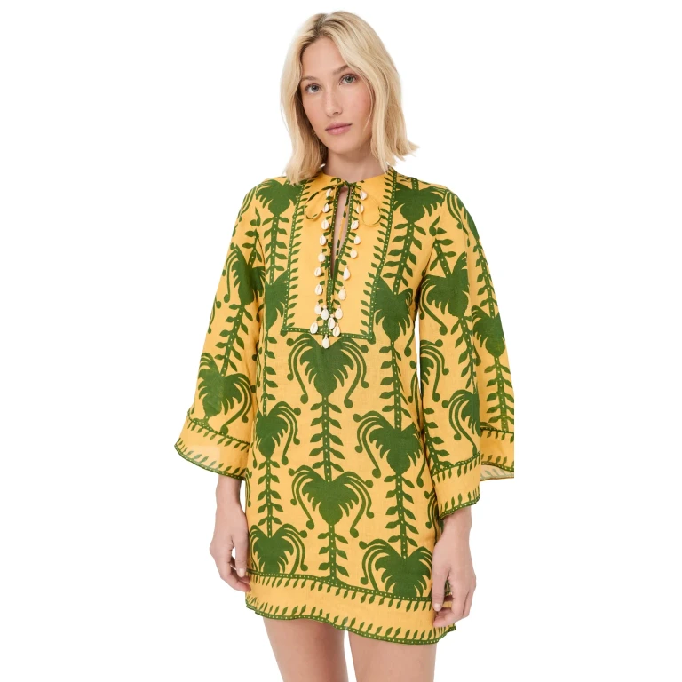 Johanna Ortiz Wild Savannah Tunic Dress Yellow/Light Green 0