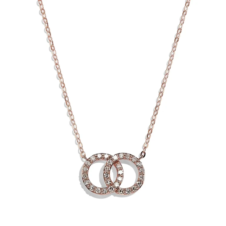 Diamond Double O Pendant Necklace in 14K Rose Gold, 0.25 tcw - 150th Anniversary Exclusive