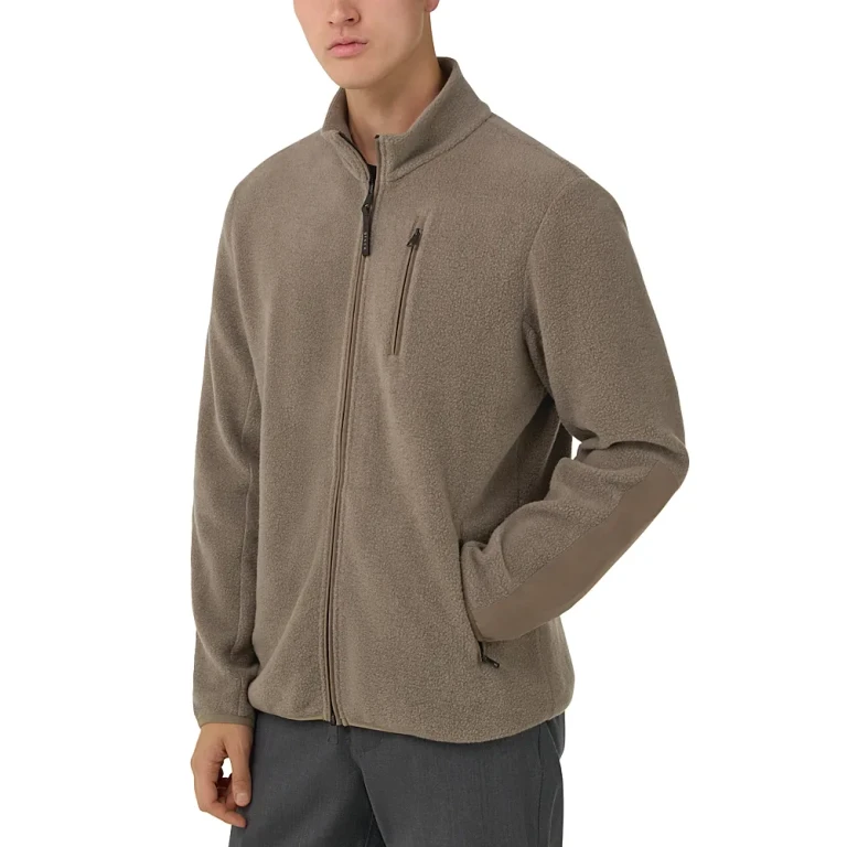 Boggi Milano Men's Full Zip Wool Teddy Sweatshirt