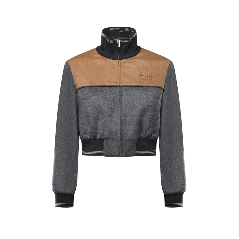 Miu Miu Miu Jackets Grey/camel Virgin Wool - Women