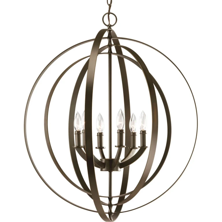 Antique Bronze Six Light Foyer Pendant from the Equinox Collection