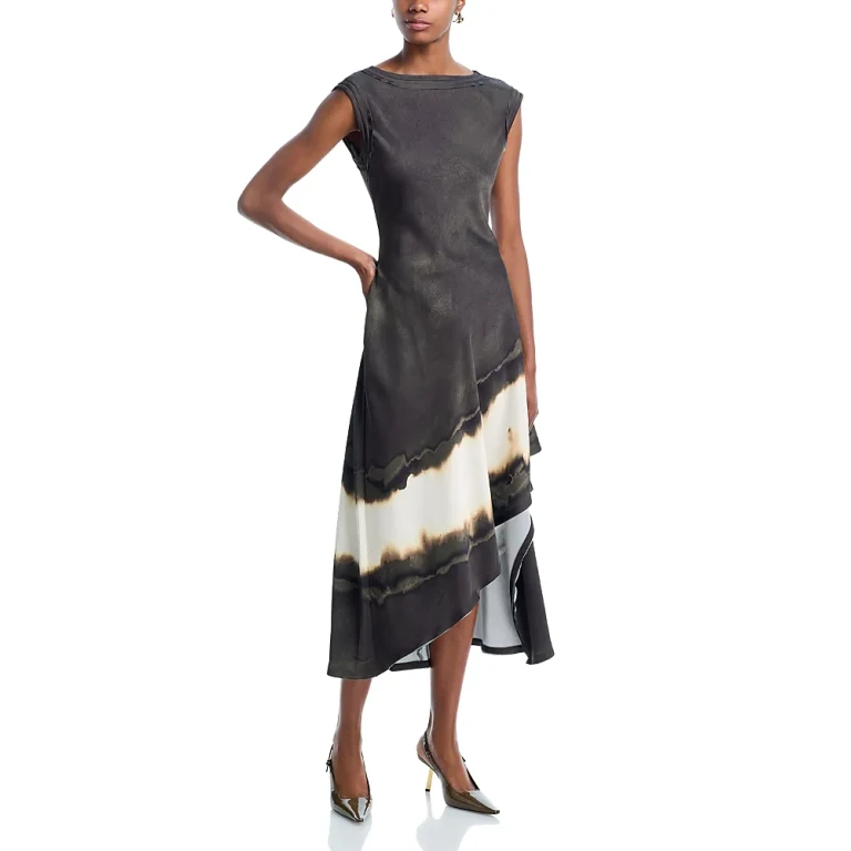 Jason Wu Collection Burned Stripe Satin Midi Dress