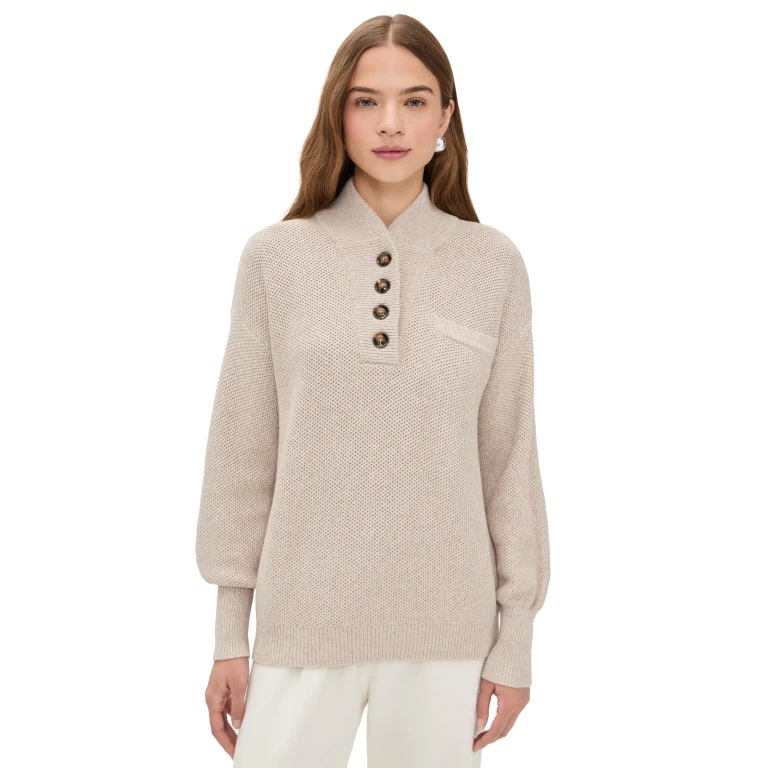 Lunya Pocket Henley Oat Marl S