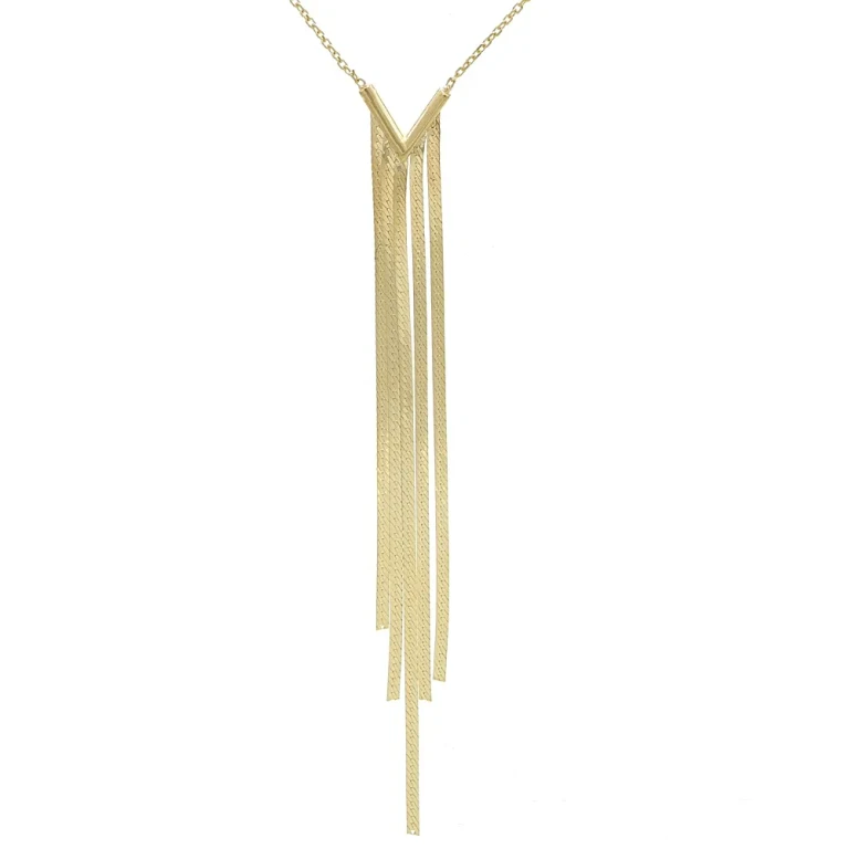 Bloomingdale's Herringbone Fringe V Necklace in 14K Yellow Gold, 18