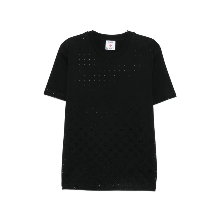 Casablanca Crystal-embellished Monogram-pattern T-shirt