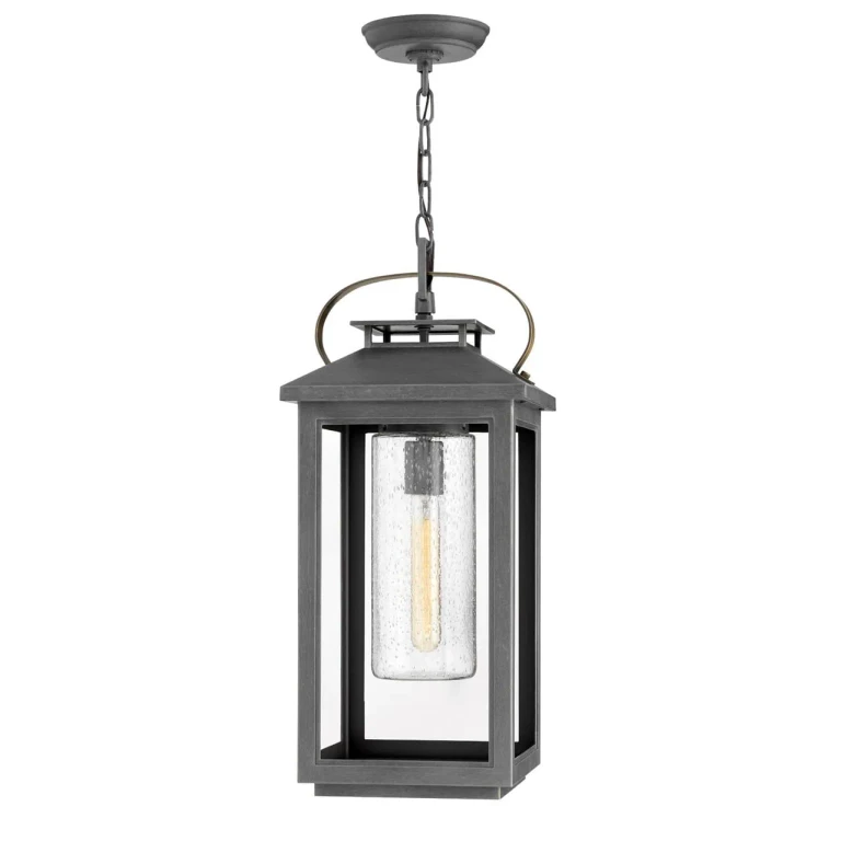 Ash Bronze LED Hanging Lantern from the Atwater Collection