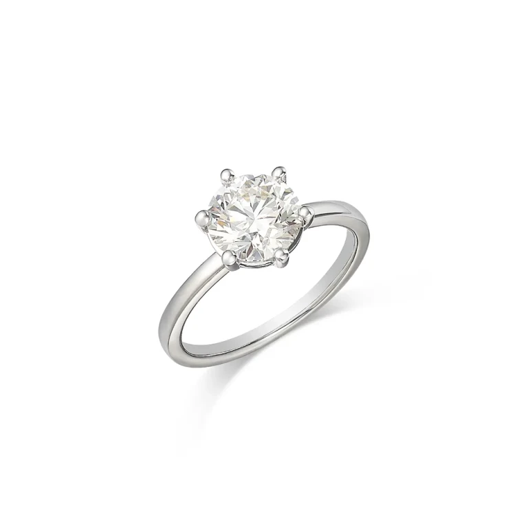 Certified Lab Grown Round Diamond Engagement Ring in 18K White Gold, 2.0 tcw