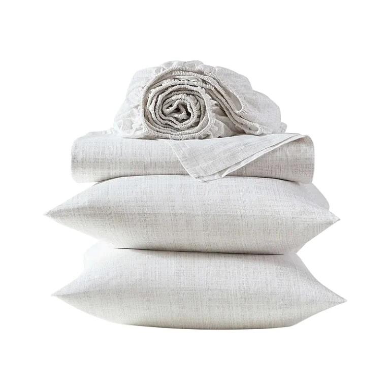 Vera Wang Erased Texture Cotton Sateen 4 Piece Sheet Set, Queen