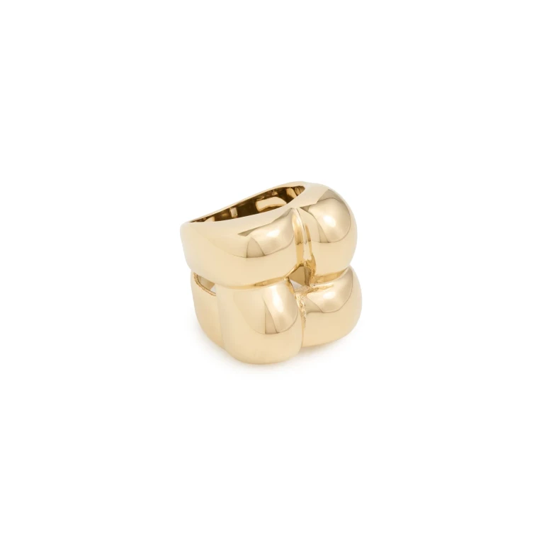 JENNY BIRD Mega Woven Square Ring High Polish Gold 7