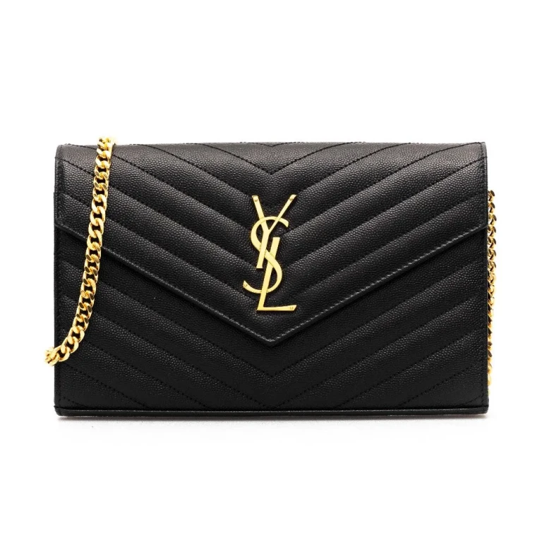 SAINT LAURENT 'Cassandre' leather wallet on chain Woman One Size