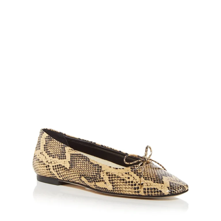 Aeyde Women's Delfina Bow Embossed Ballet Flats