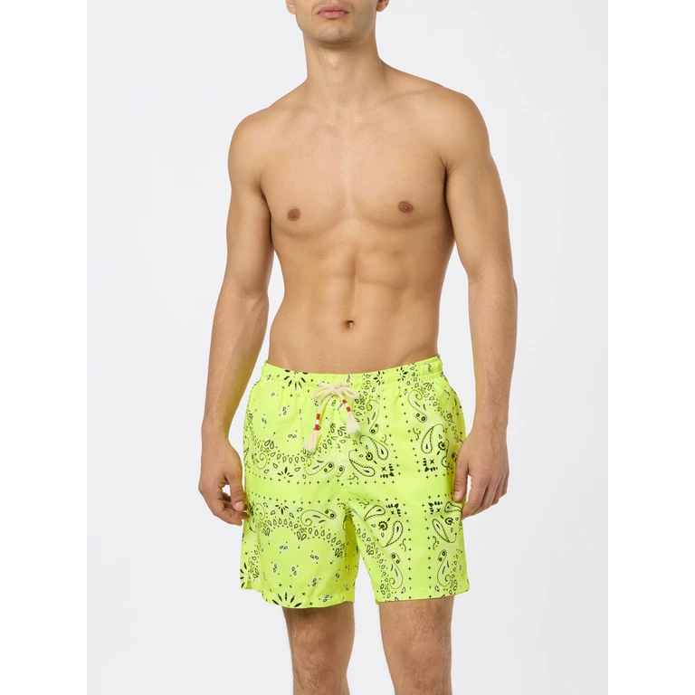 MC2 Saint Barth Fluo Yellow Bandana Caprese Swim Shorts