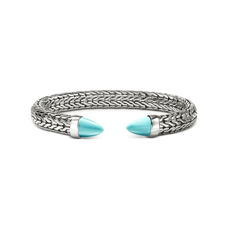 John Hardy Sterling Silver Turquoise Spear 50 Flex Cuff