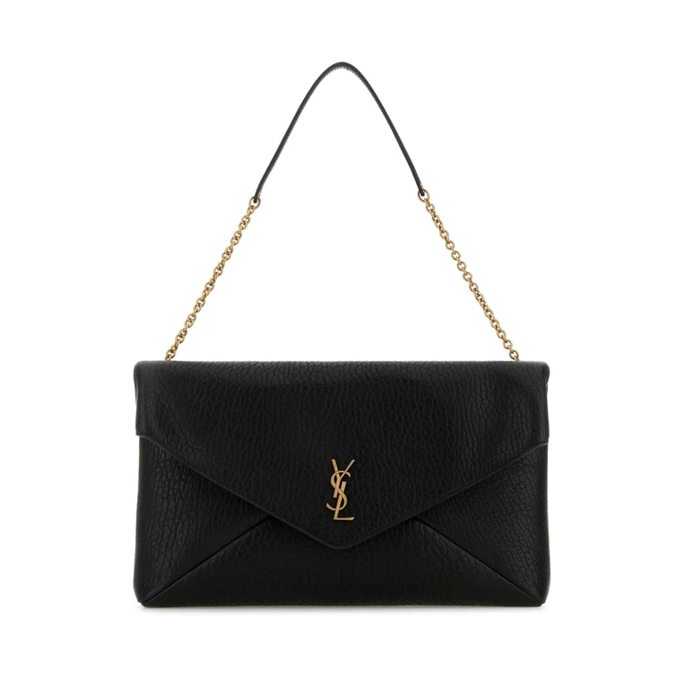 Saint Laurent Black Leather Envelope Cassandre Xxl Shoulder Bag Nero Borse A Mano - Women