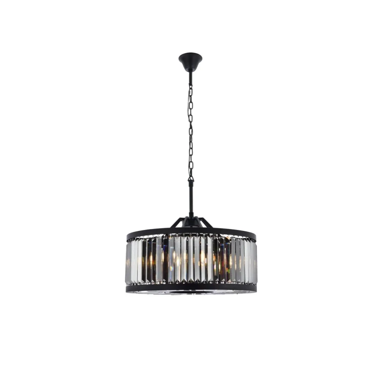 Matte Black Eight Light Chandelier from the Chelsea Collection