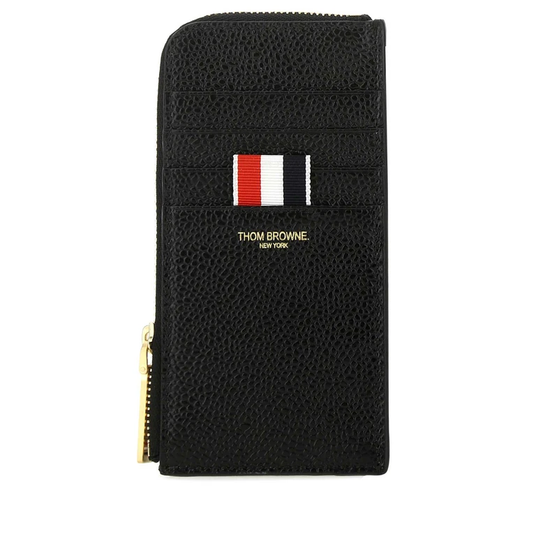 Thom Browne Black Leather Coin Purse 001 Portafogli - Women