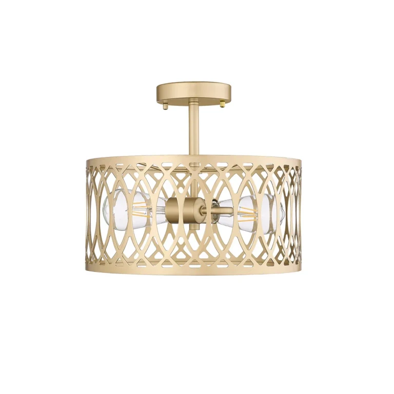 Painted Modern Gold Two Light Semi-Flush Mount from the Arelyn Collection