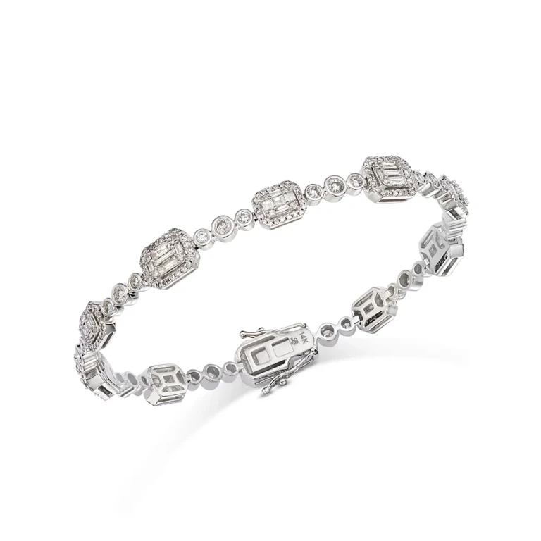 Diamond Mosaic Bracelet in 14K White Gold, 3.0 tcw