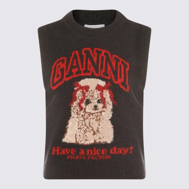 Ganni Black Sand Wool Blend Knitwear