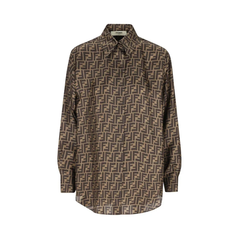 Fendi FF-logo print zijden overhemd