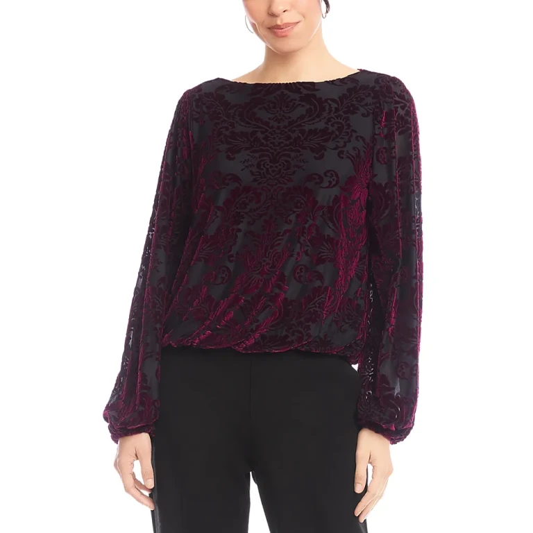 Karen Kane Blouson Sleeve Velvet Burnout Boatneck Top