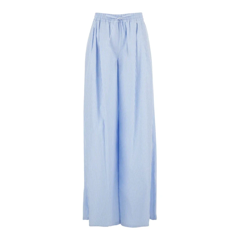 Dolce & Gabbana Blue Pants With Elastic Waist And Striped Motif In Womens Fabric
