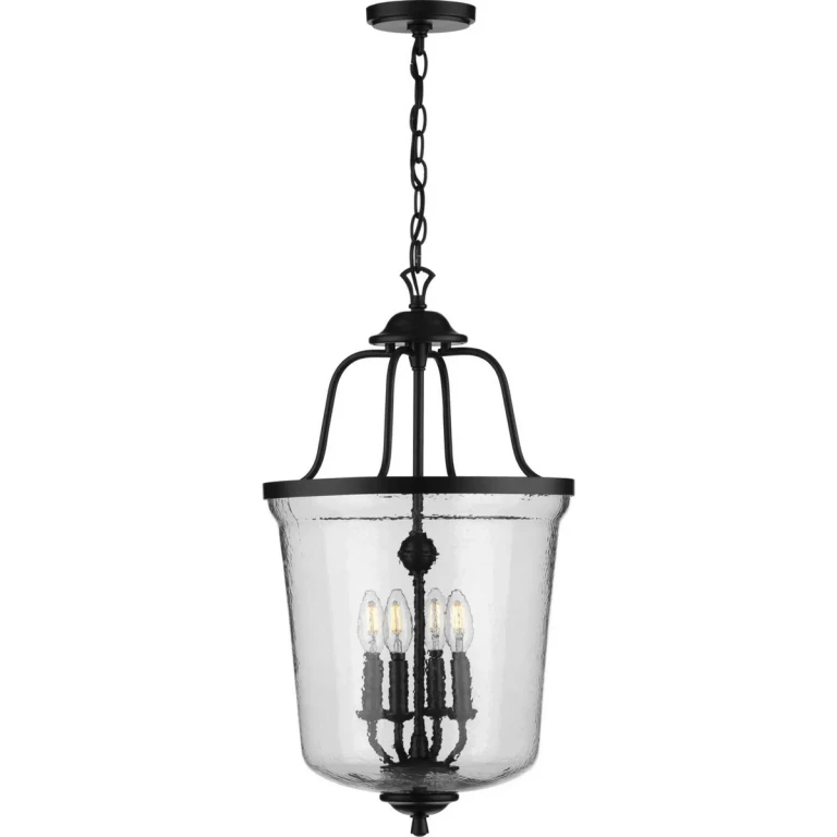 Black Four Light Foyer Pendant from the Bowman Collection