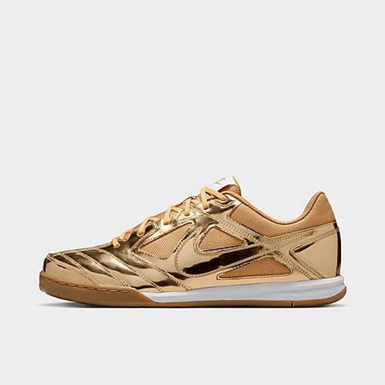 Nike Men's Gato LV8 Casual Shoes in Metallic Gold/White/Gum Light Brown Size: 4.0