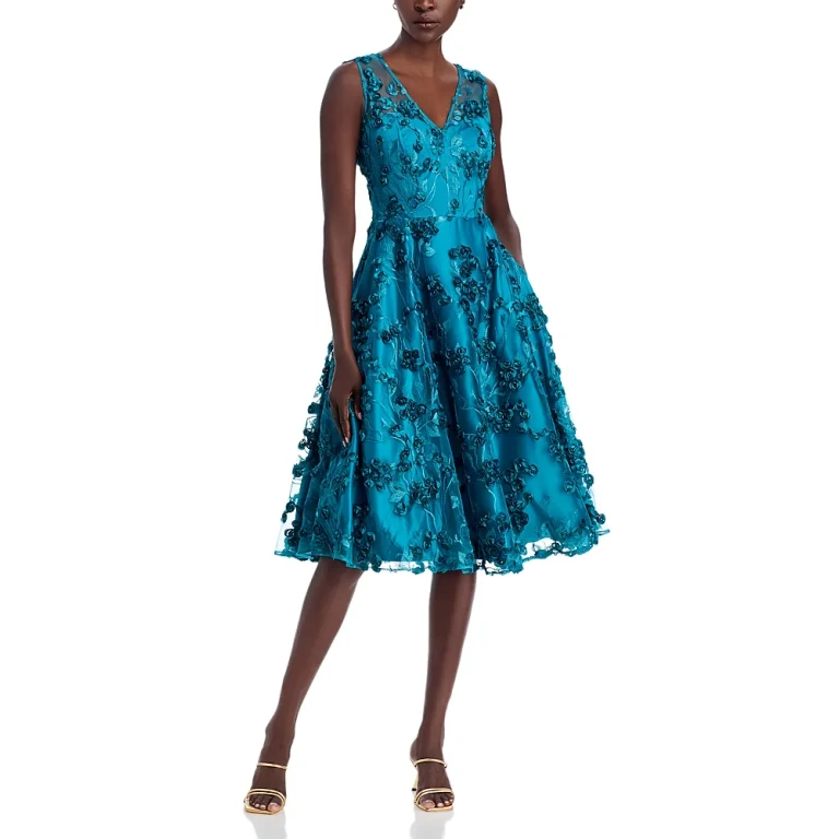 Eliza J Floral Applique Dress