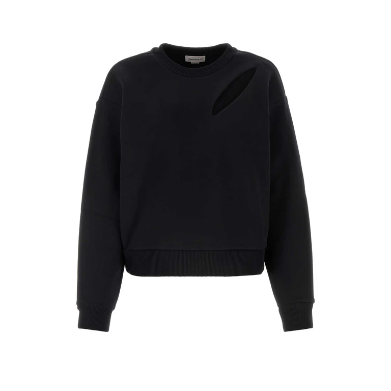Alexander McQueen Black Cotton Sweatshirt White Exterior: Felpe - Women