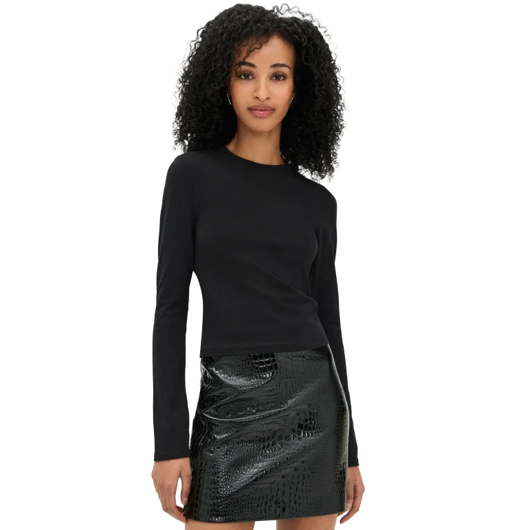 Good American Super Stretch Long Sleeve Tee White001 L