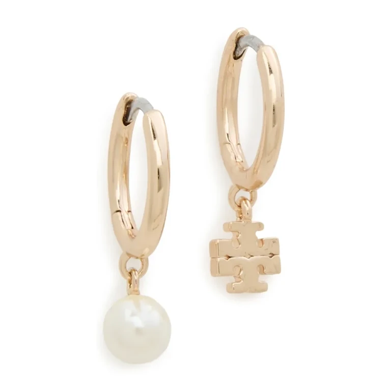 Tory Burch Mismatched Moondance Huggie Earrings Tory Gold/Pearl/Crystal One Size