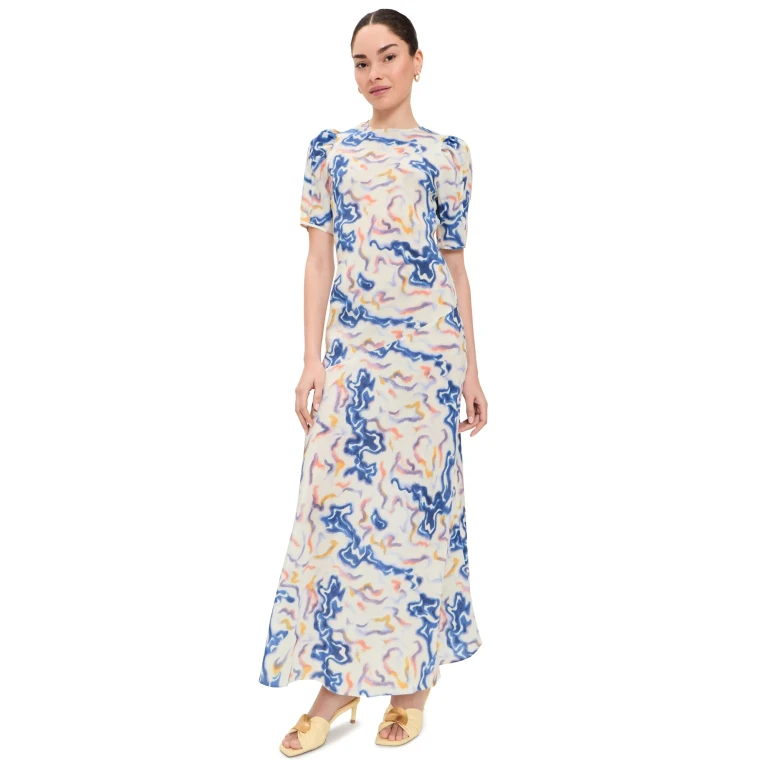 Ulla Johnson Samar Short Sleeve Silk Dress Prism 6