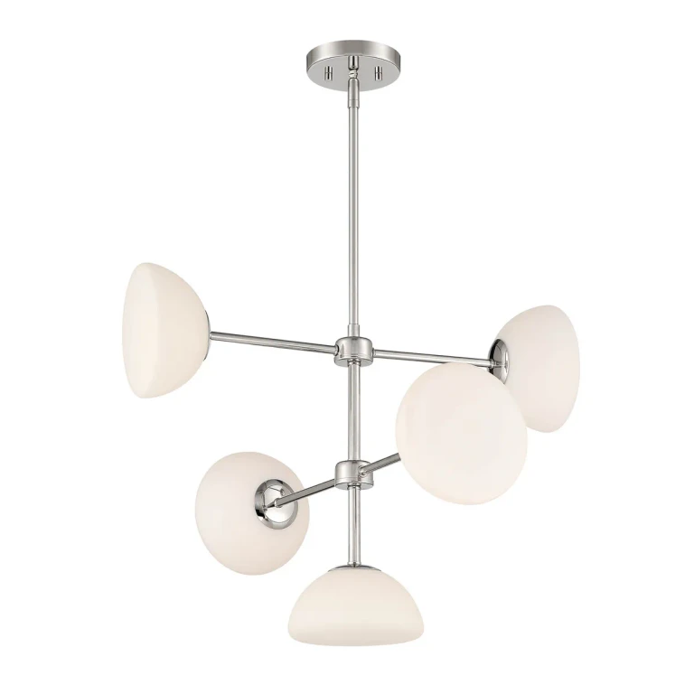Polished Nickel Five Light Chandelier from the Zio Collection