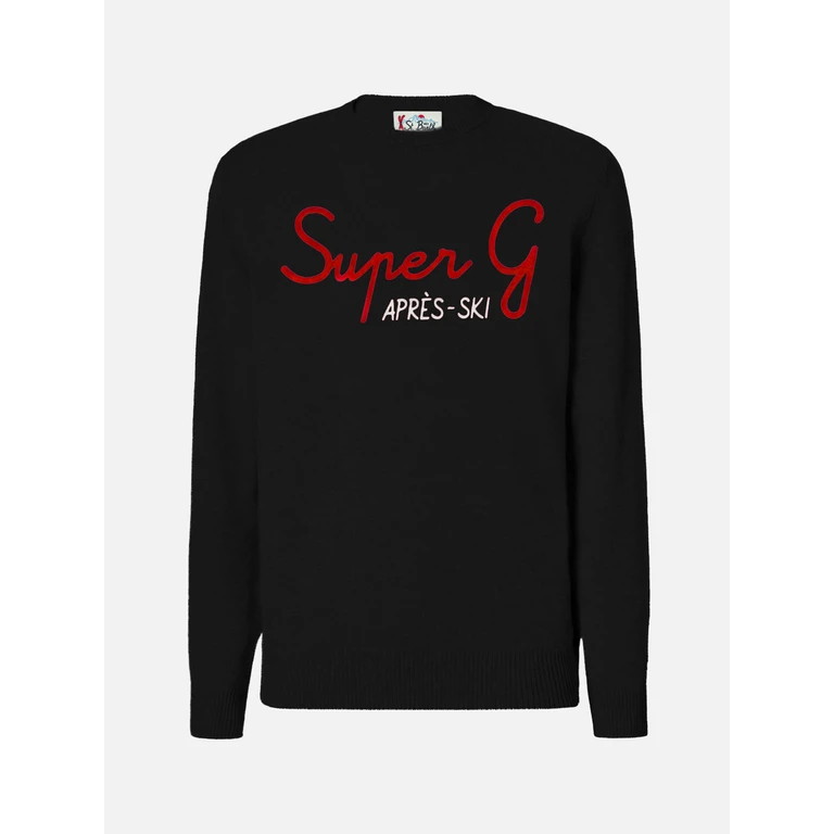 Mc2 Saint Barth Black Crewneck Heron With Super G Embroidery Special Edition - Men