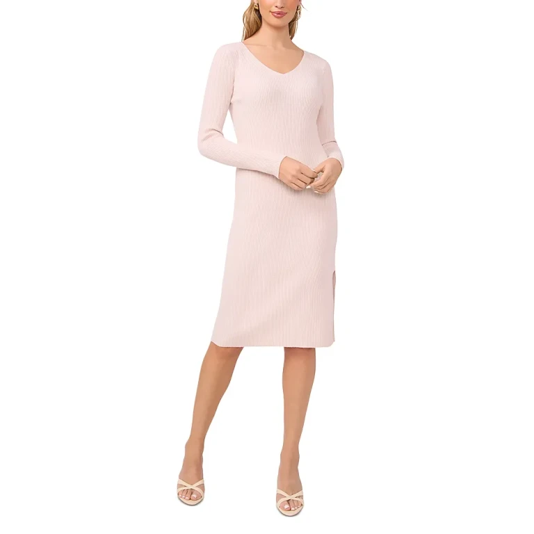1.state Ribbed V Neck Dress