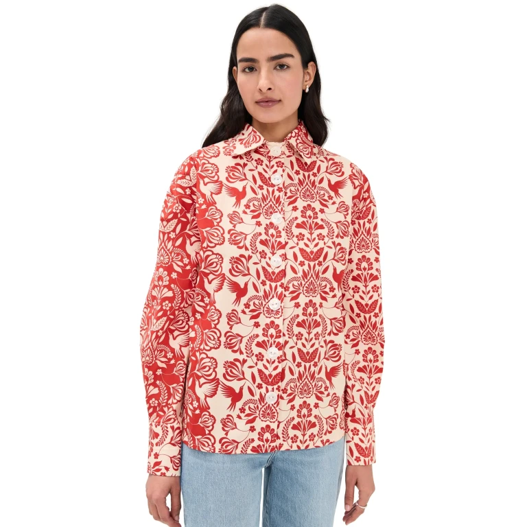 The Lulo Project The Ceremony Shirt Red Folk Paisley M
