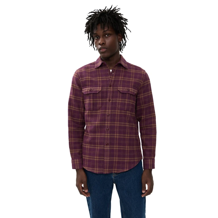 Portuguese Flannel Stringer Cotton Plaid Overshirt Multi Color L