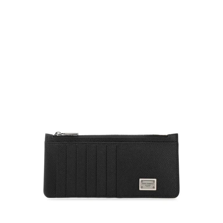 Dolce & Gabbana Black Leather Card Holder 80999 Exterior: Calf Portafogli - Men