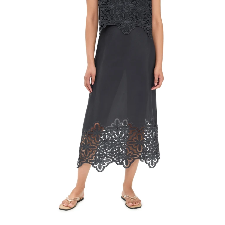 Splendid Pia Pinwheel Eyelet Skirt Lead XS