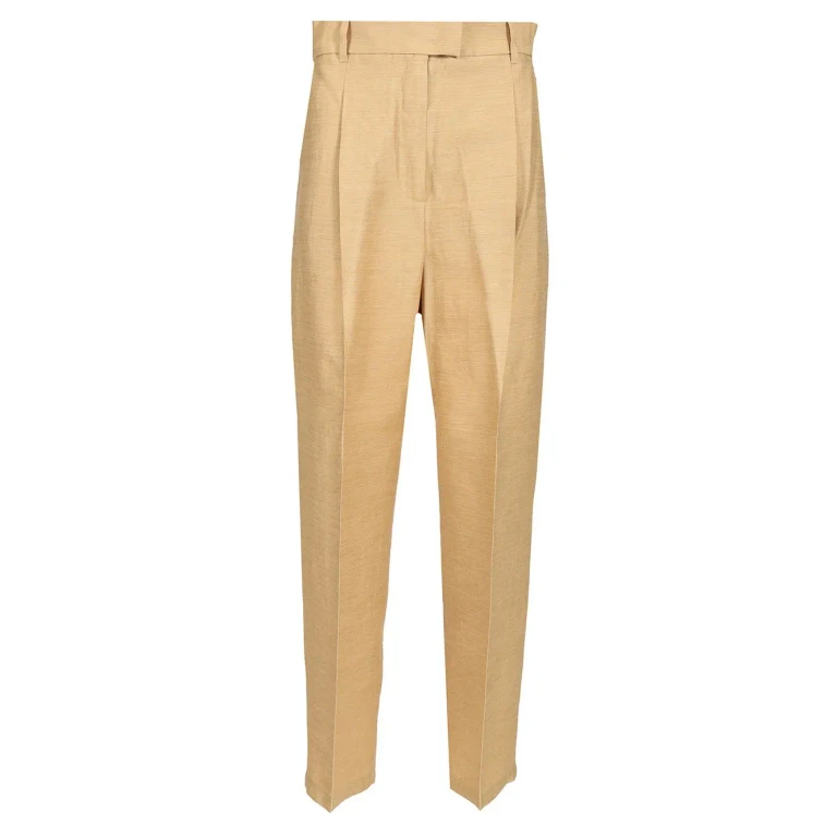 Max Mara Straight Trousers In Linen And Silk