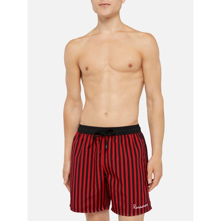 Mc2 Saint Barth Mid-Length Gustavia Swim-Shorts With Milan Print Ac Special Edition Red Swimshort - Men