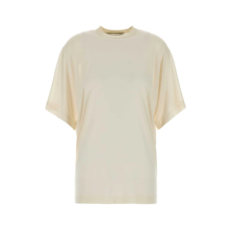 Carven Ivory Silk Oversize T-Shirt Ecru Exterior - Women