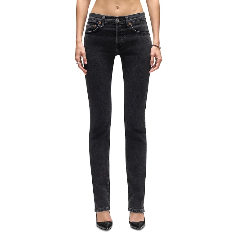Re/Done The Slim Cig Mid Rise Jeans in Back to Black