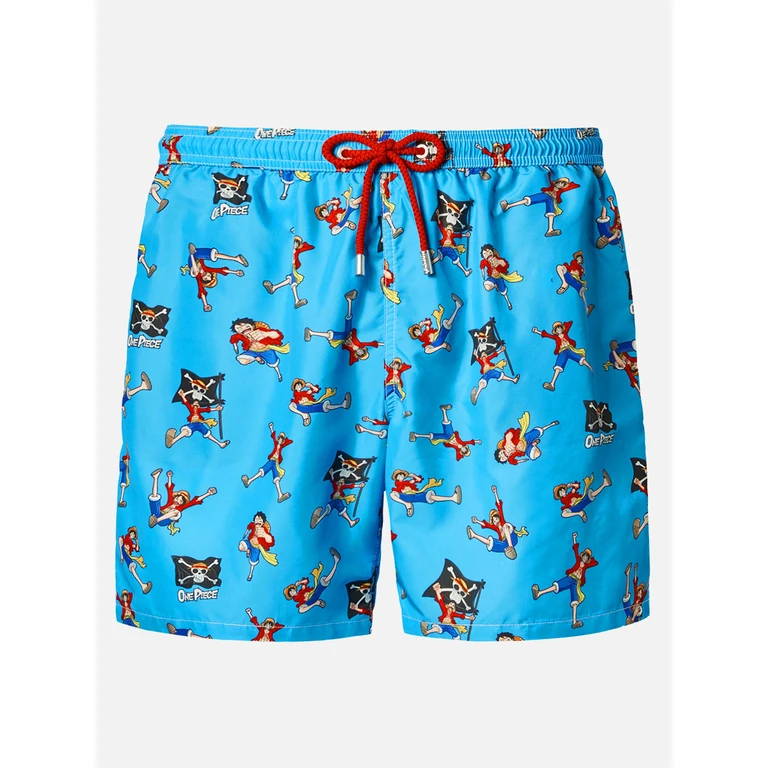 Mc2 Saint Barth Lightweight Fabric Swim Shorts Lighting With One Piece Print Piece Special Edition White Swimshort - Men