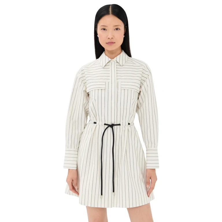 3.1 Phillip Lim Long Sleeve Belted Shirt Dress Cream Multi 4