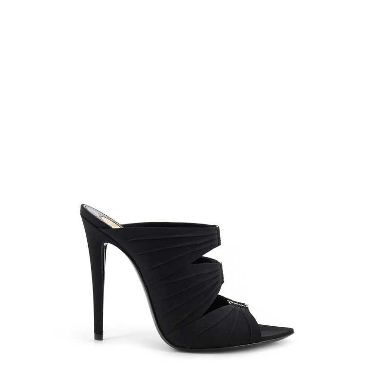 Saint Laurent Sandals Nero/crystal+light B Satin - Women