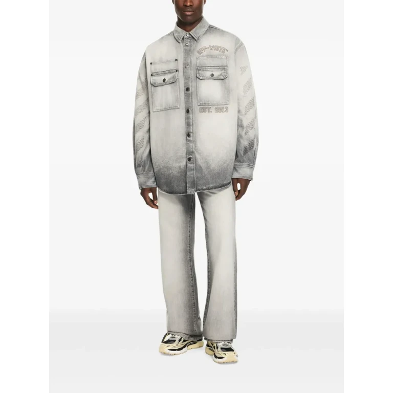 Off-white Diagonal Embroidery Slim-fit Jeans